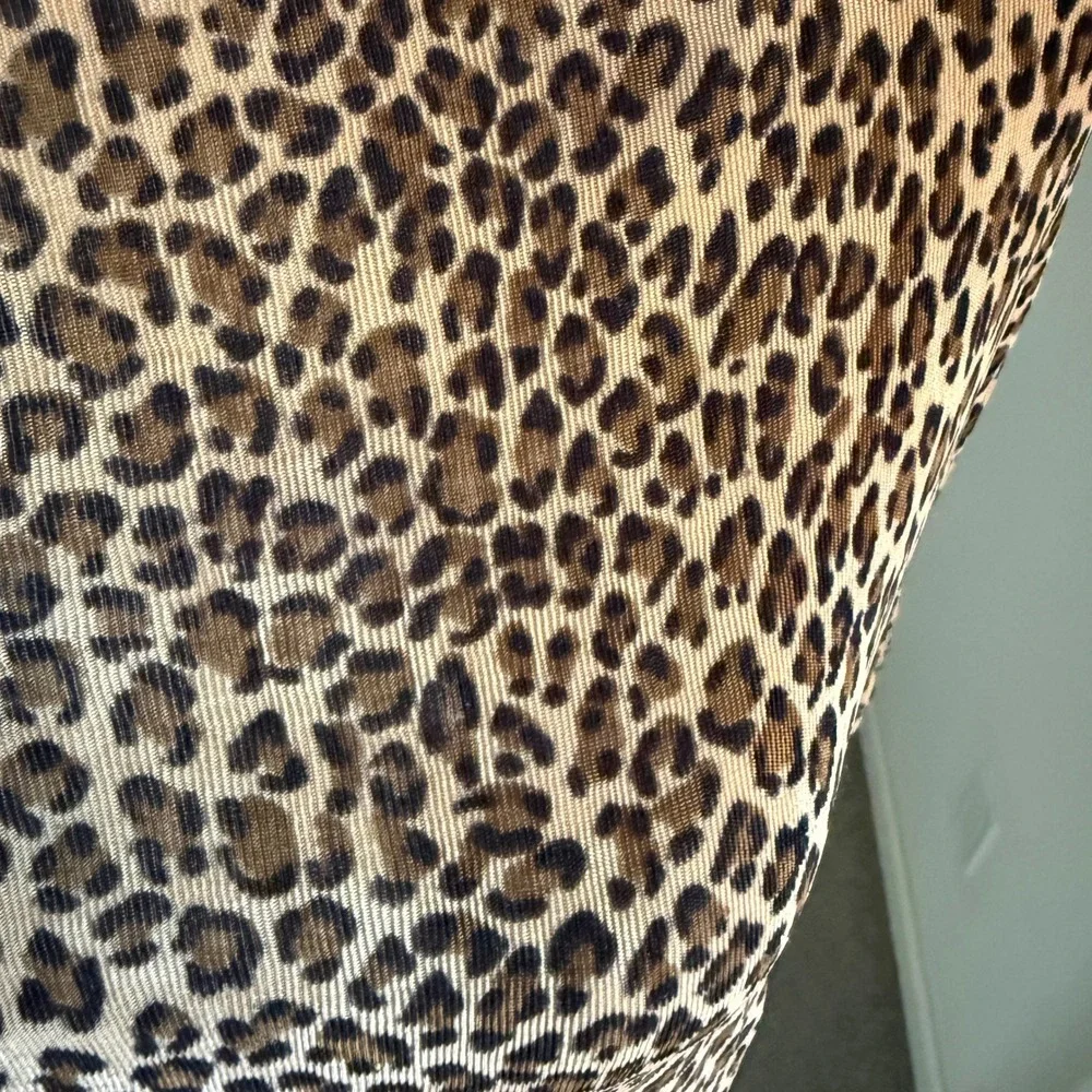 Vintage Sleeveless Mock Roll‎ Neck Cheetah Leopard Print Blouse Top Medium Large